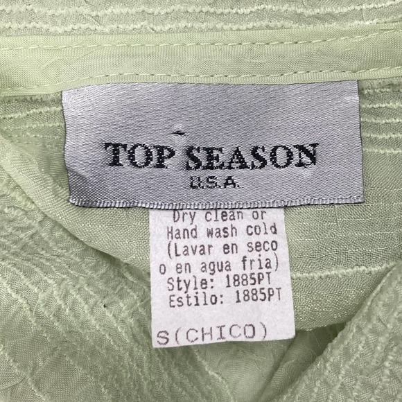 TOP Season Sage Green Short Sleeve Button Down Tunic Length Shirt - Picture 8 of 11